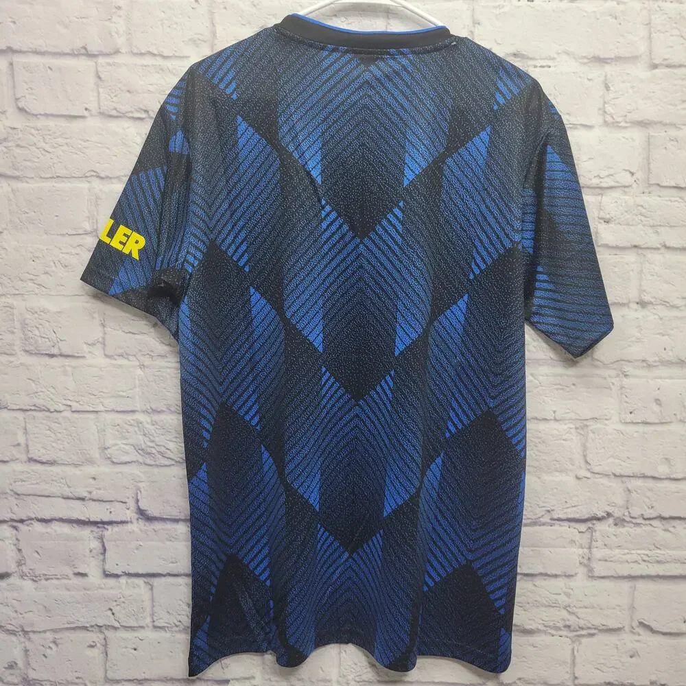 NEW Adidas Manchester United Jersey Size L Blue Yellow‎ Team Viewer Soccer Away